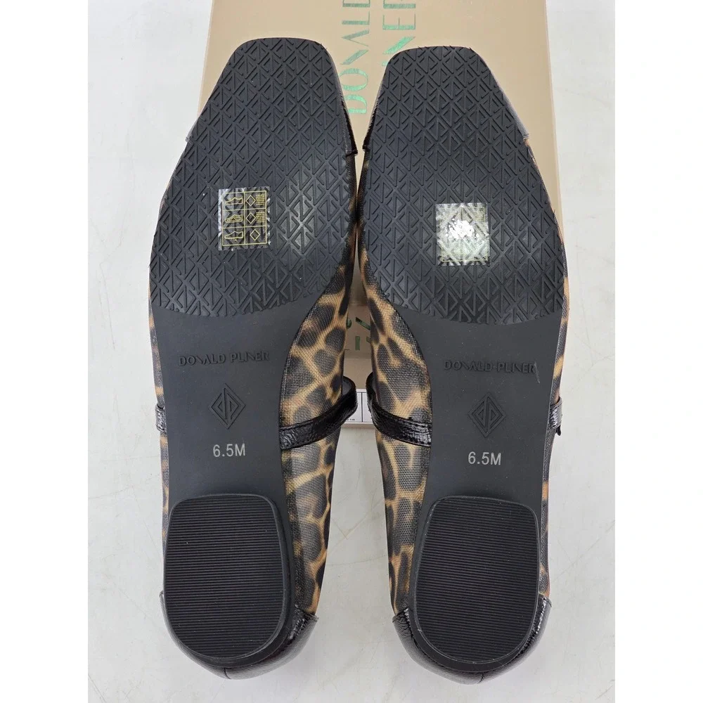 Donald Pliner Ditzynm Mary Jane Flats Womens 6.5M Leopard Mesh Black - Excellent